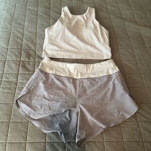 Athleta White and Gray Activewear Set
